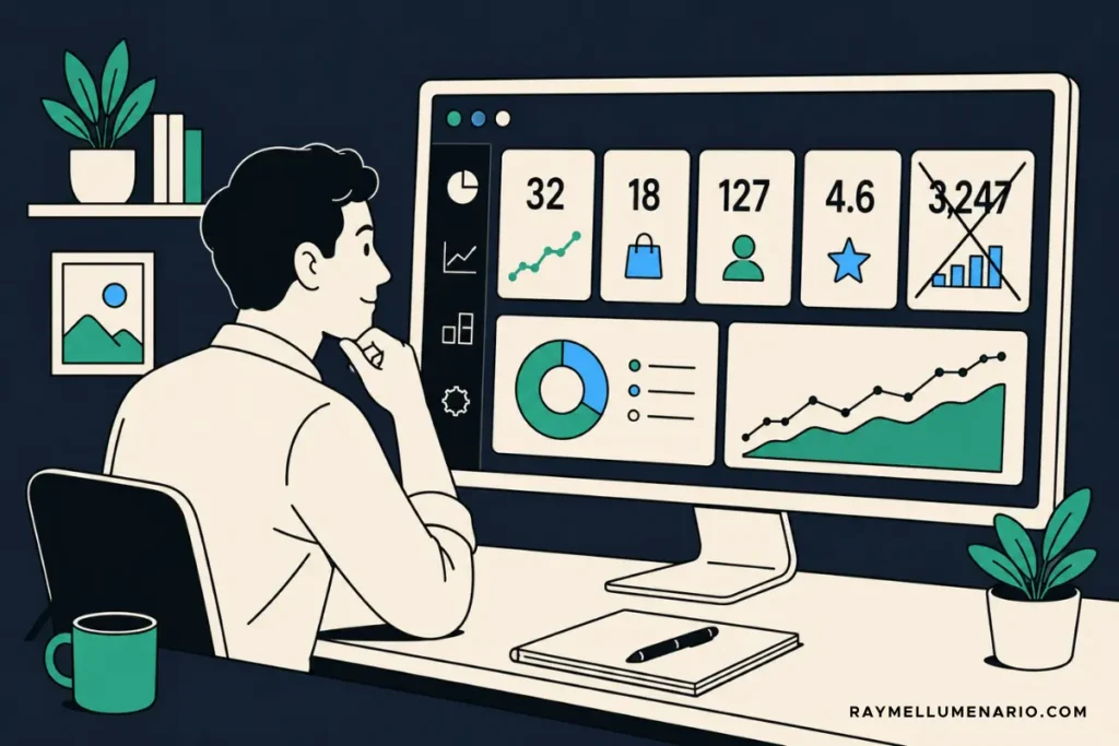 Marketing metrics for small business dashboard showing revenue-connected KPIs